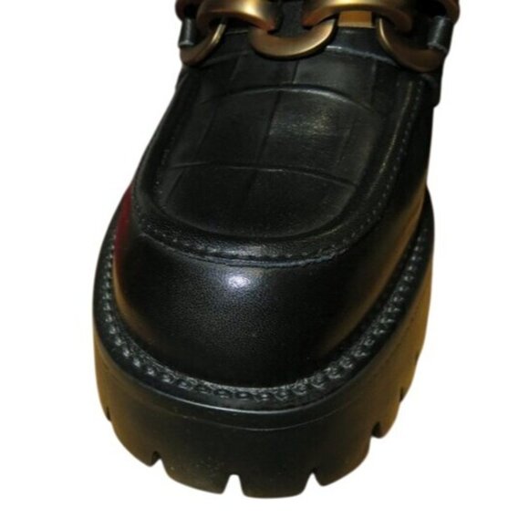 Beau Today Chain Embellished Patent 100% Calf Leather Chunky Loafers - Picture 3 of 9